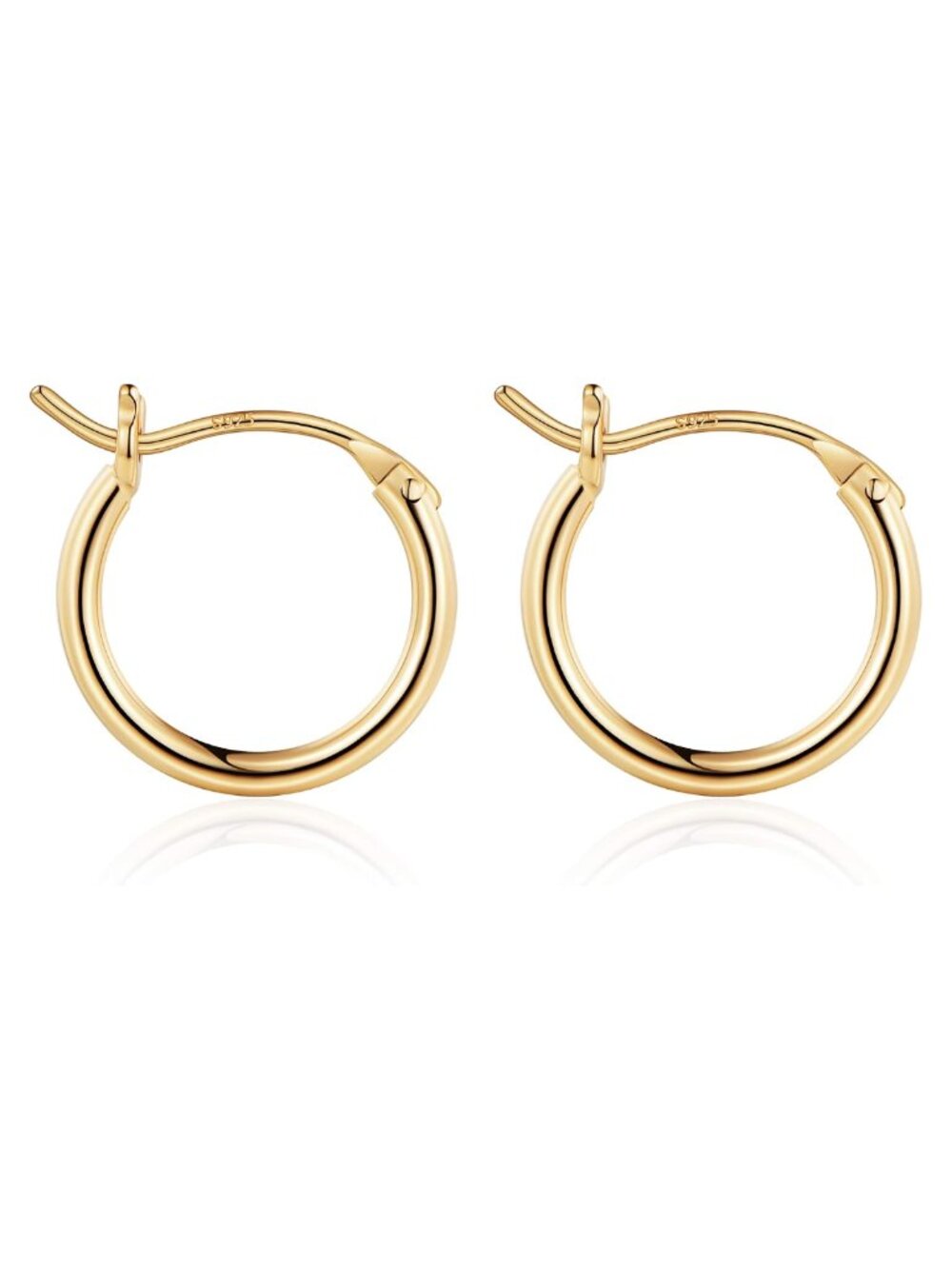 Small 14K Gold Plated Hoop Earrings Hypoallergenic 13mm
